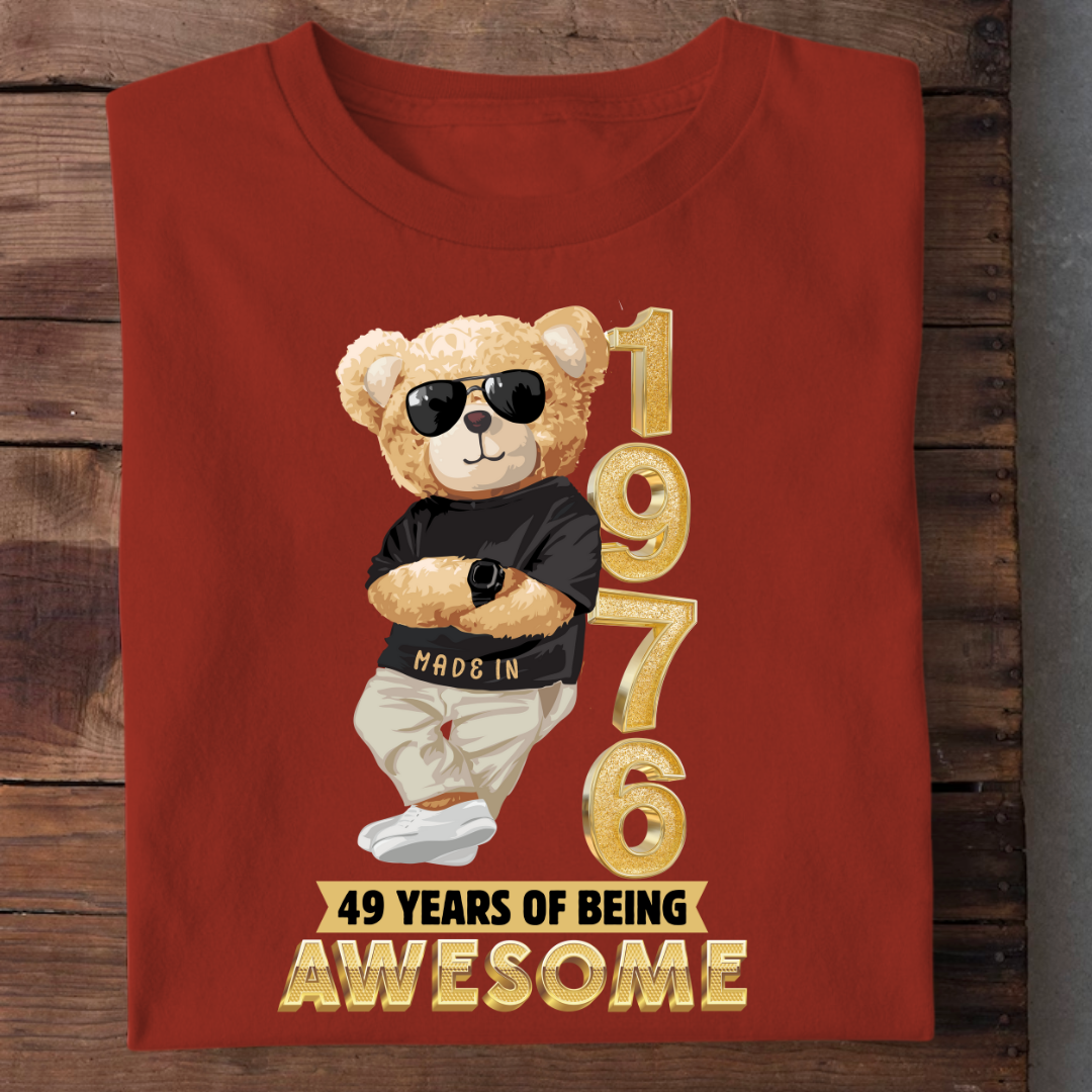 49-1976 YEARS OF BEING AWESOME QI | 49TH BIRTHDAY T-SHIRT | VINTAGE 1976 T-SHIRT
