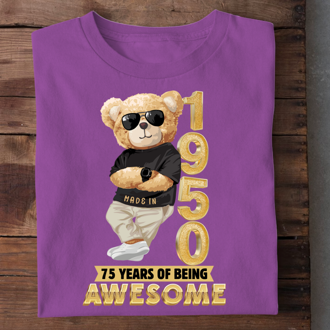75-1950 YEARS OF BEING AWESOME QI | 75TH BIRTHDAY T-SHIRT | VINTAGE 1950 T-SHIRT