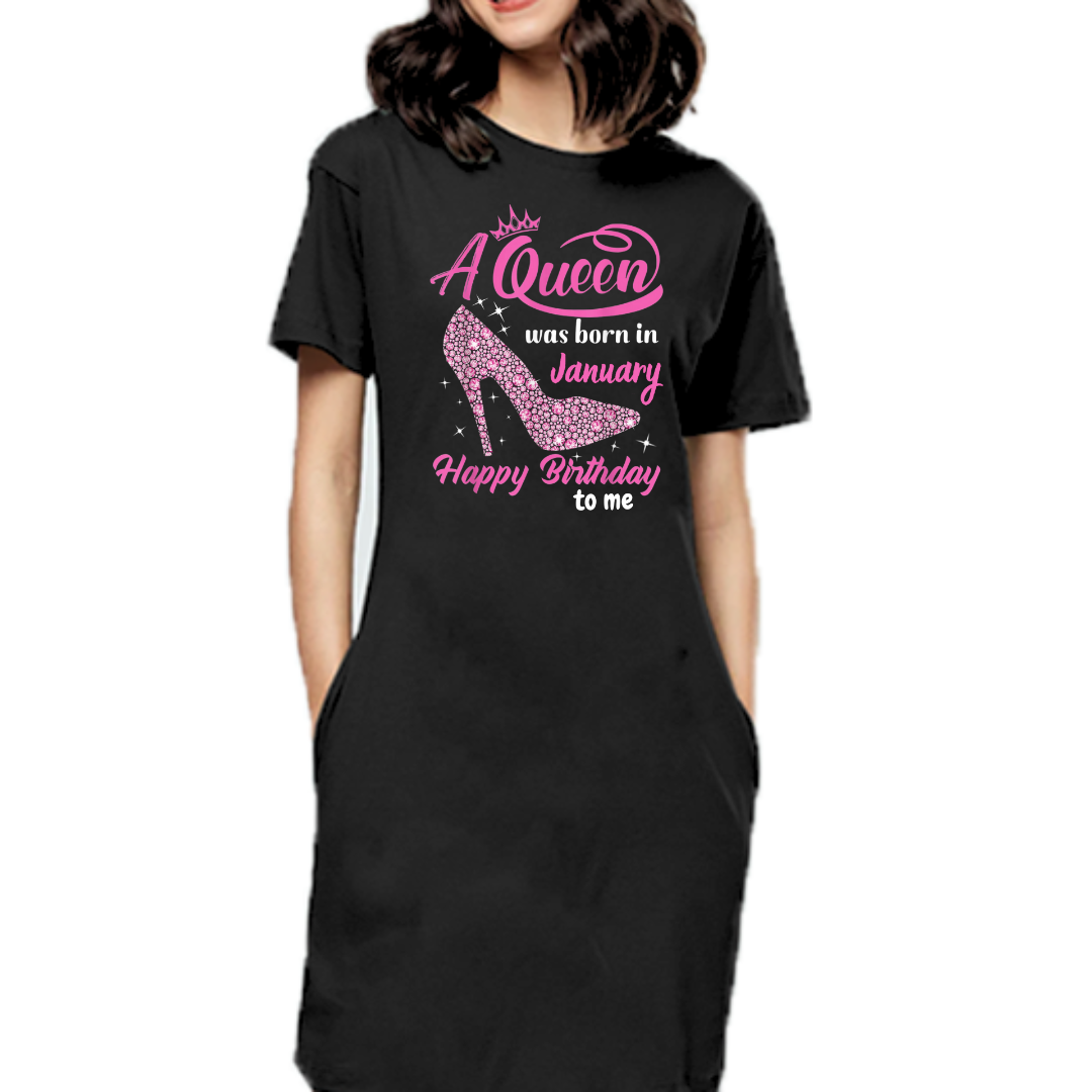 A QUEEN WAS BORN IN JANUARY T-SHIRT DRESS QI