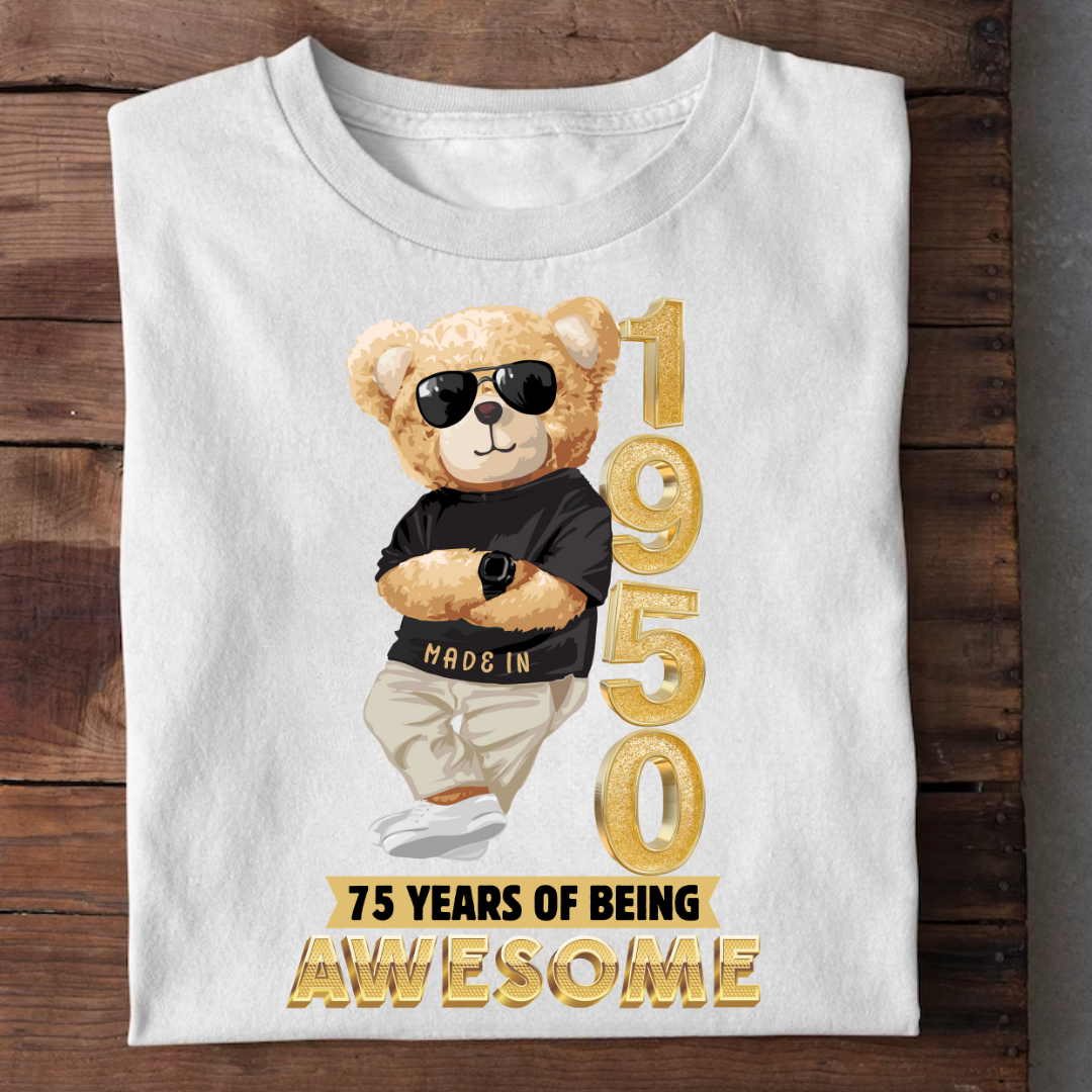 75-1950 YEARS OF BEING AWESOME QI | 75TH BIRTHDAY T-SHIRT | VINTAGE 1950 T-SHIRT