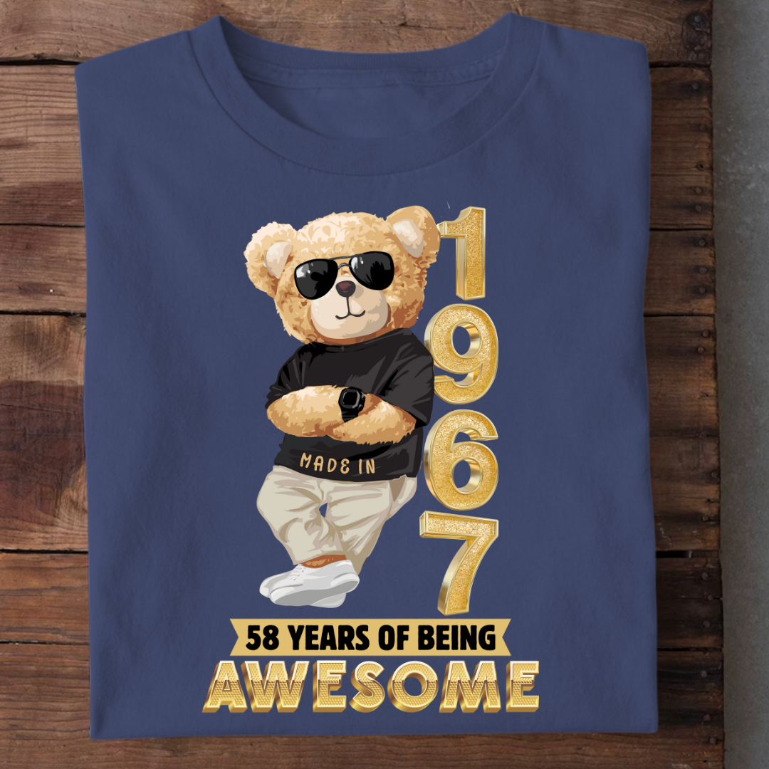 58-1967 YEARS OF BEING AWESOME QI | 58TH BIRTHDAY T-SHIRT | VINTAGE 1967 T-SHIRT