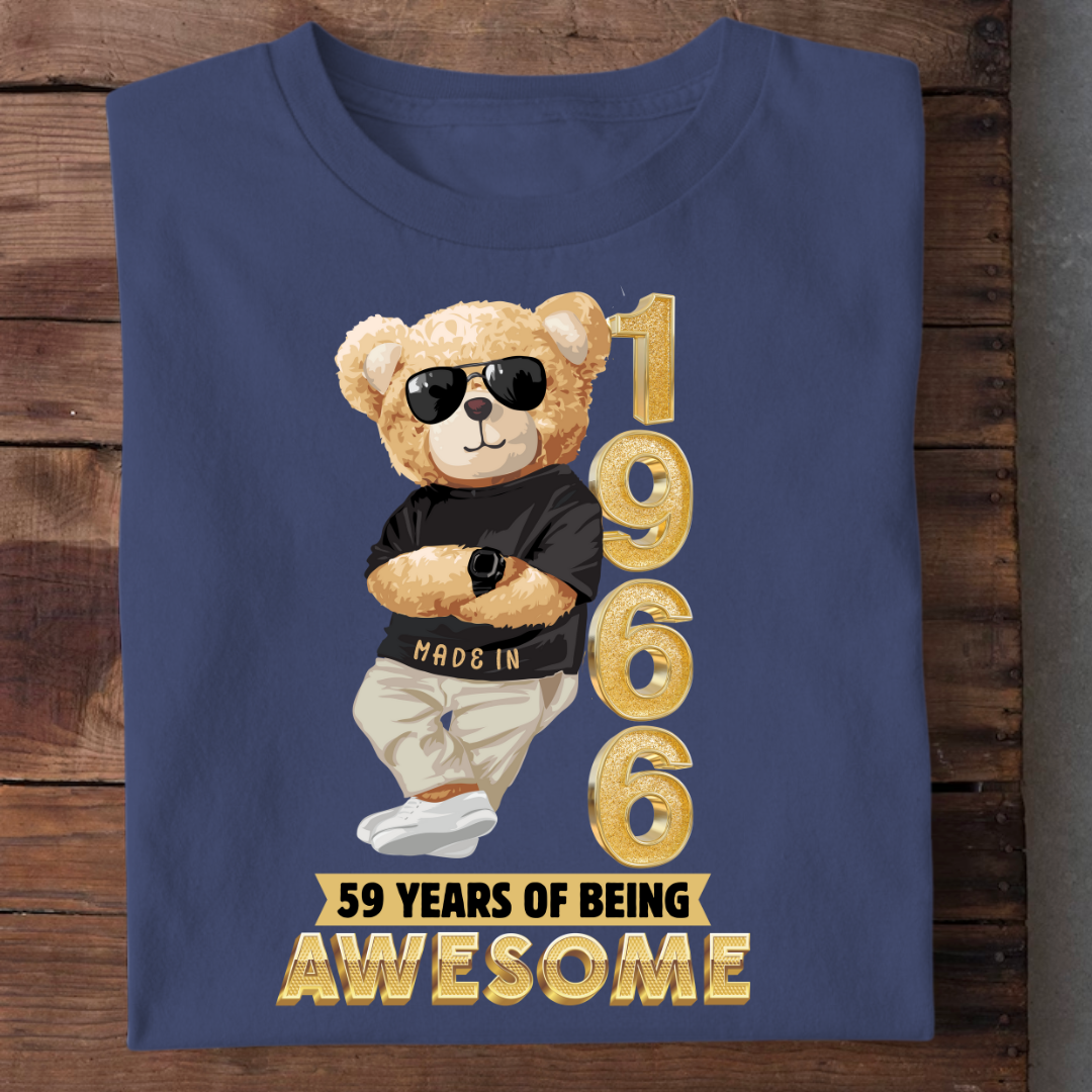 59-1966 YEARS OF BEING AWESOME QI | 59TH BIRTHDAY T-SHIRT | VINTAGE 1966 T-SHIRT