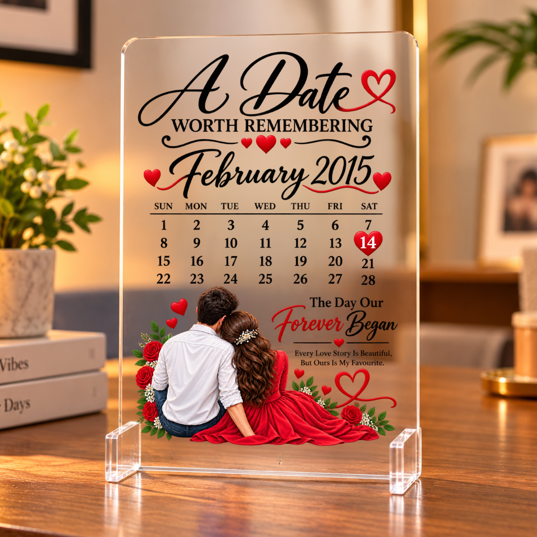 ❤️ A Date Worth Remembering – Personalized Anniversary Acrylic Frame