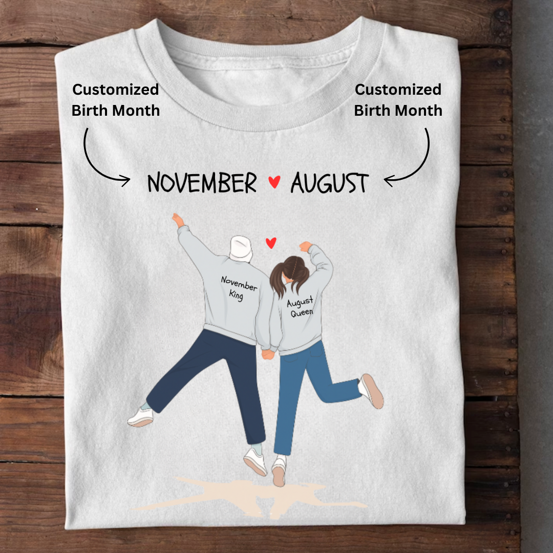 COUPLE BIRTH MONTH CUSTOMIZED TEE