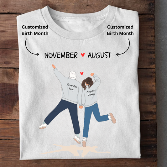 COUPLE BIRTH MONTH CUSTOMIZED TEE