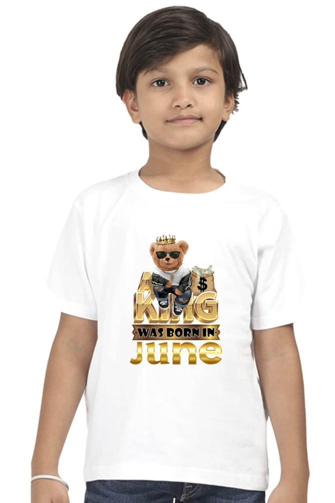 A KING WAS BORN IN JUNE KIDS SHIRT