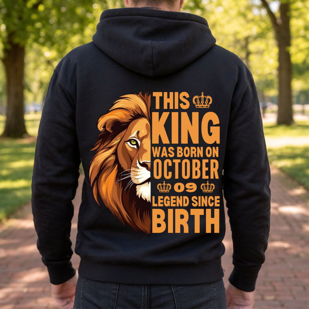 KING 9TH OCTOBER BACK PRINT HOODIE