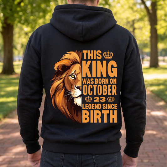 KING 23RD OCTOBER BACK PRINT HOODIE
