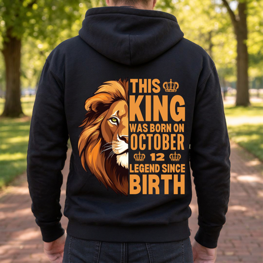 KING 12TH OCTOBER BACK PRINT HOODIE