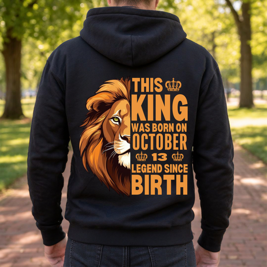 KING 13TH OCTOBER BACK PRINT HOODIE