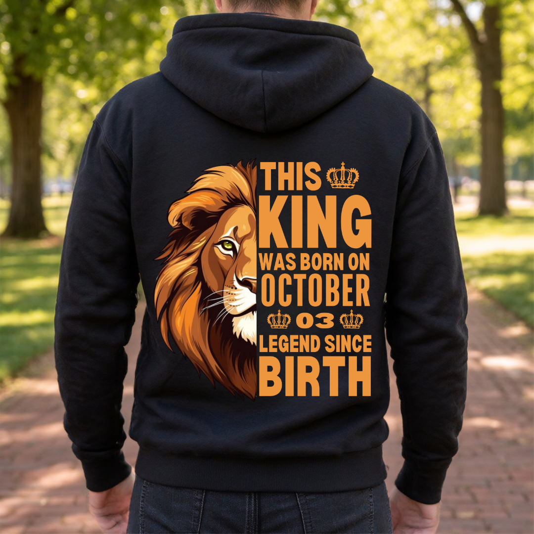KING 3RD OCTOBER BACK PRINT HOODIE