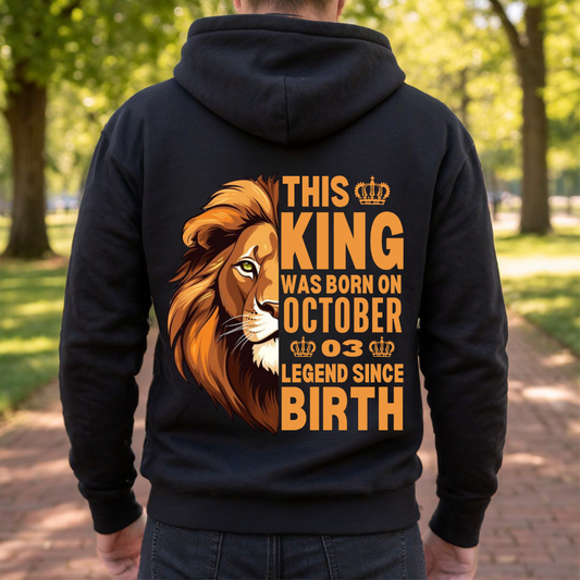 KING 3RD OCTOBER BACK PRINT HOODIE