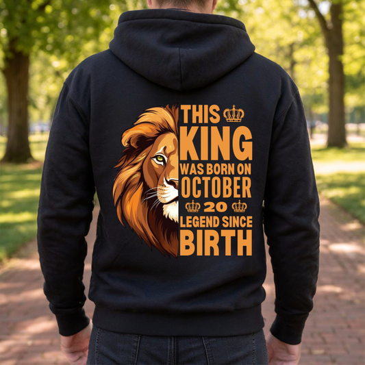KING 20TH OCTOBER BACK PRINT HOODIE
