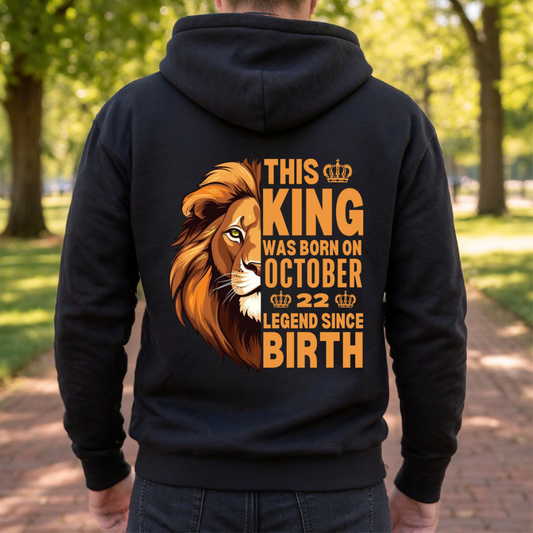 KING 22ND OCTOBER BACK PRINT HOODIE