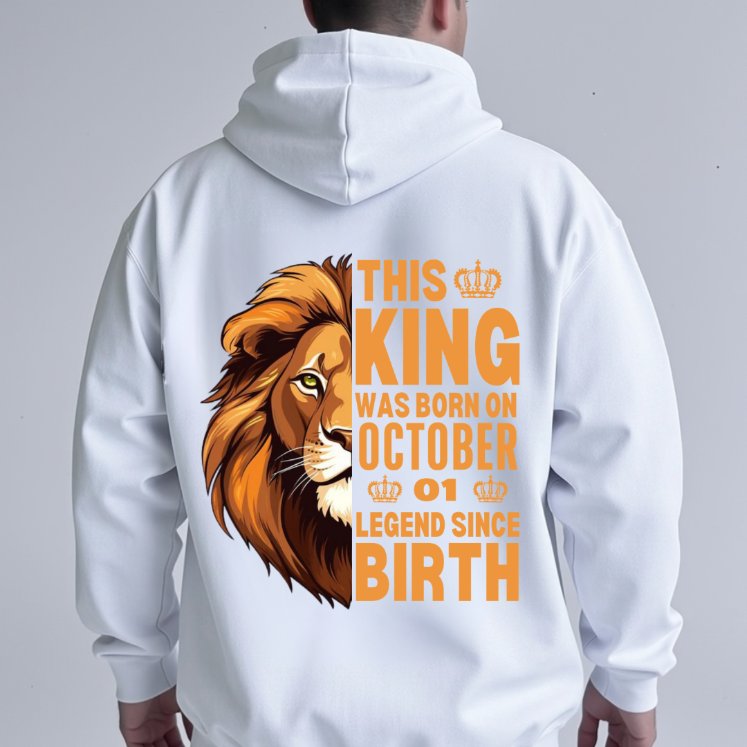 KING 1ST OCTOBER BACK PRINT HOODIE