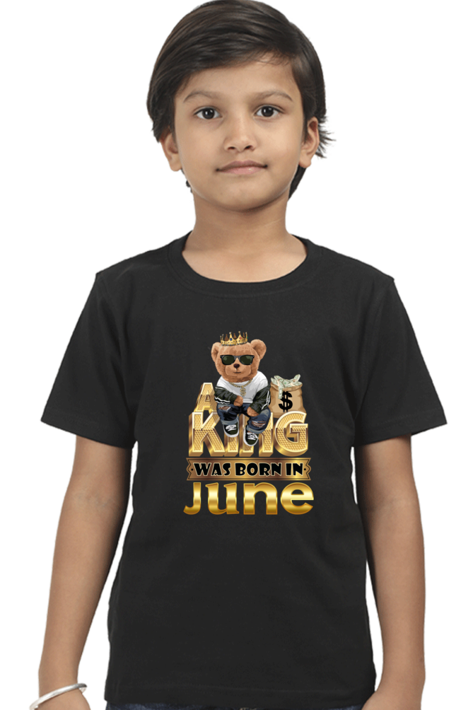 A KING WAS BORN IN JUNE KIDS SHIRT