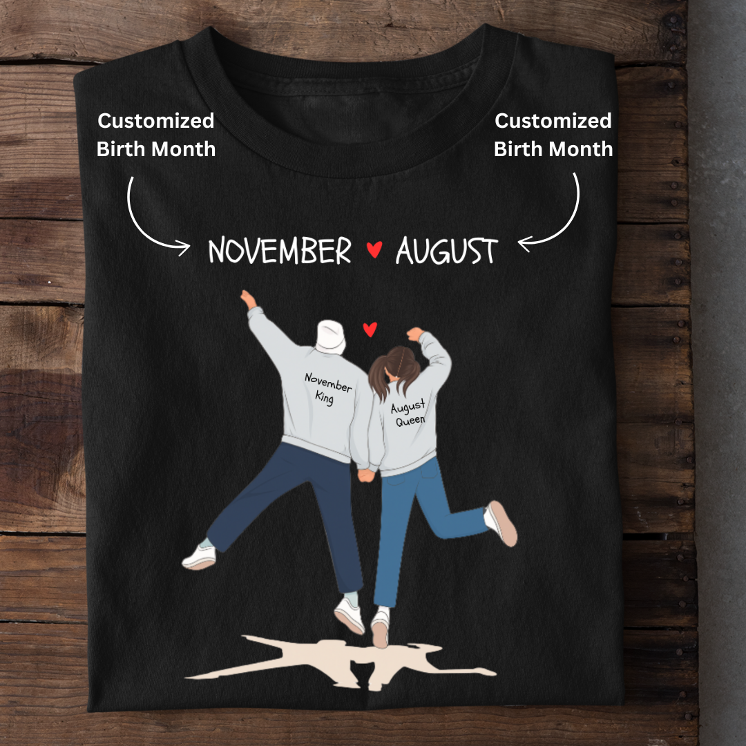 COUPLE BIRTH MONTH CUSTOMIZED TEE
