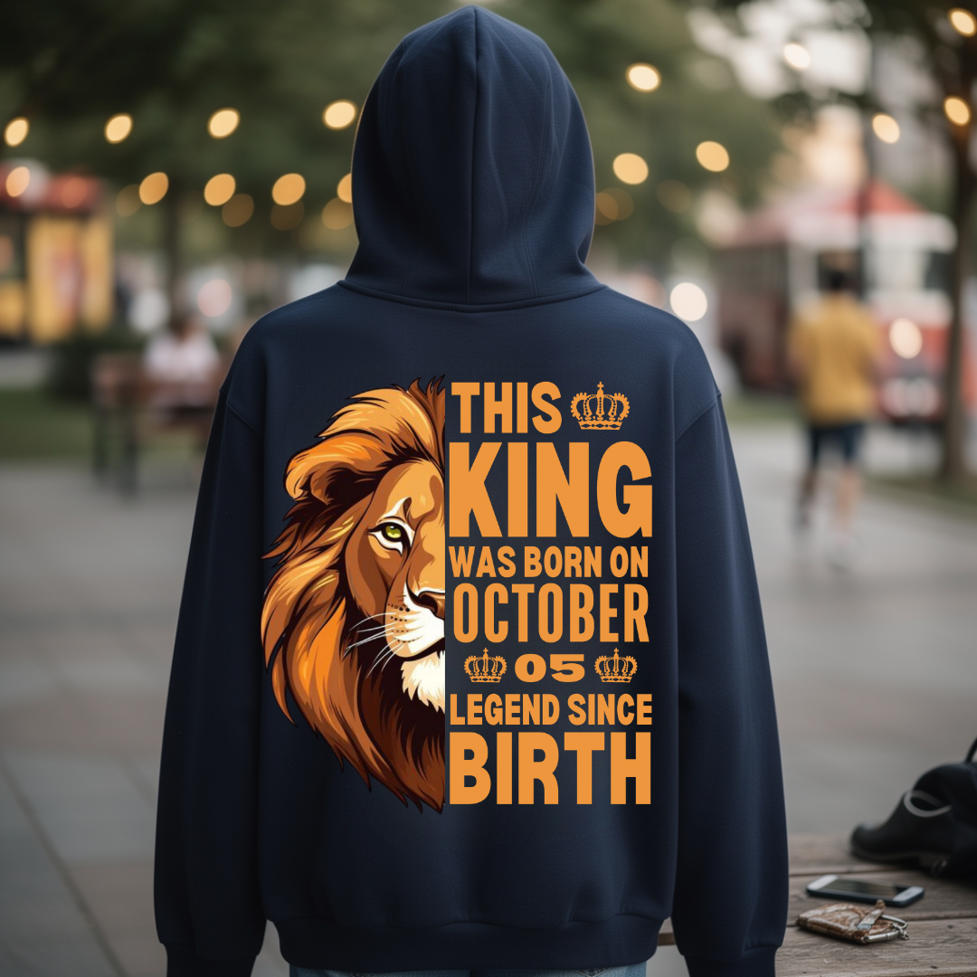 KING 5TH OCTOBER BACK PRINT HOODIE