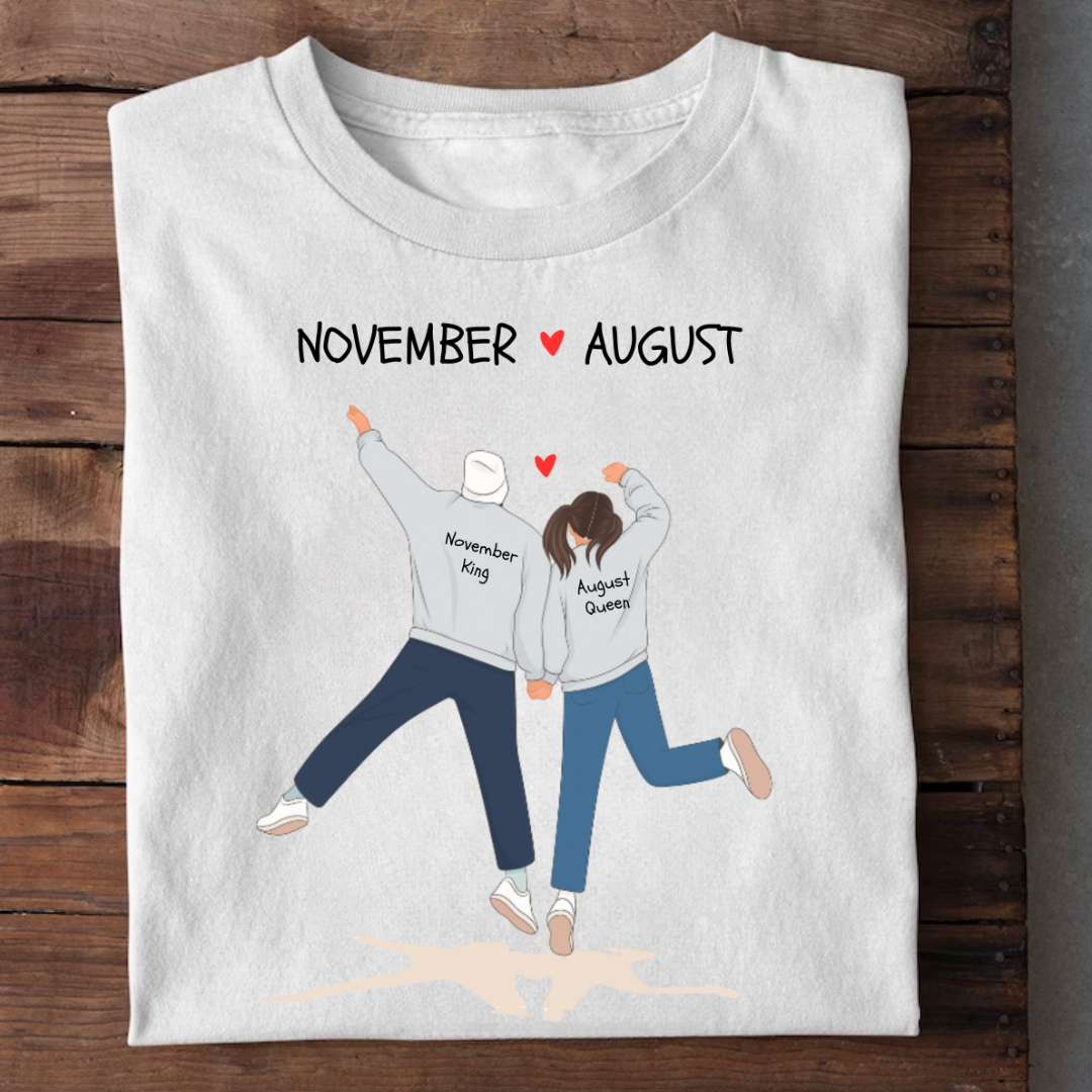 COUPLE BIRTH MONTH CUSTOMIZED TEE
