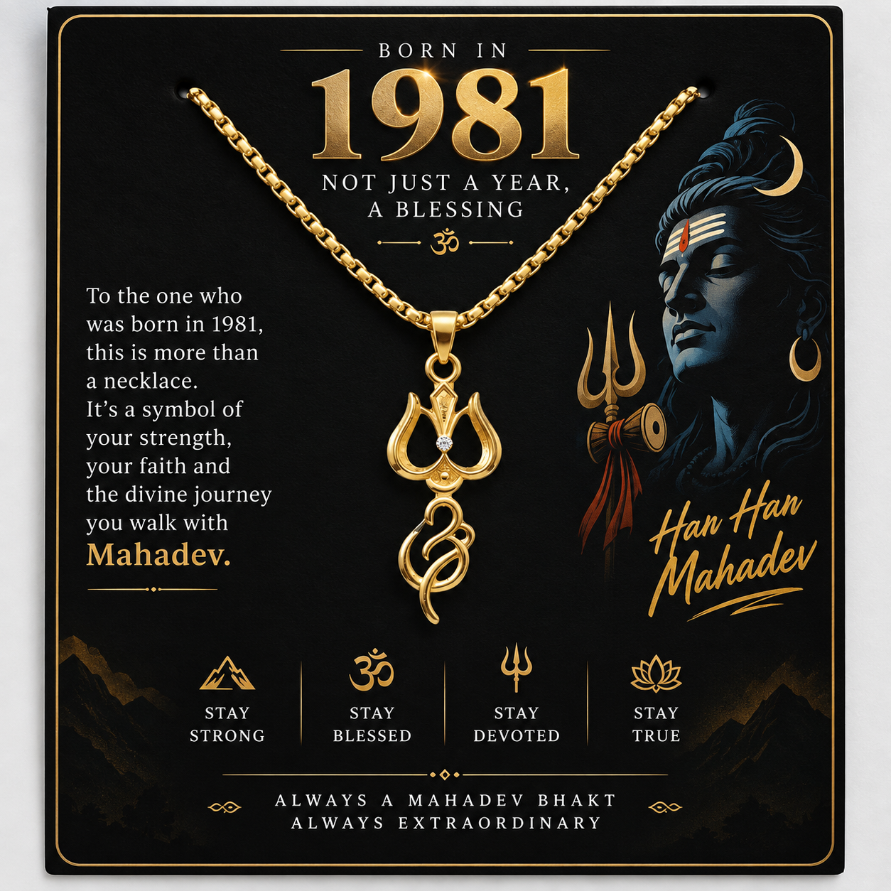 Born in 1981 – Mahadev Bhakt Trishul Necklace